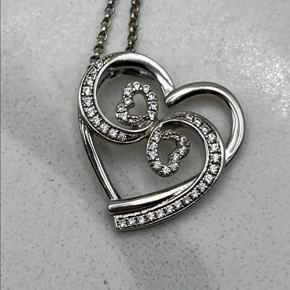 Diamonds and sterling silver necklace